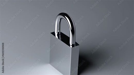 Metallic padlock on grey surface