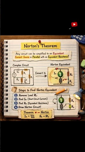 Nortons theorem#Shorts #NortonsTheorem #ElectricalEngineering #CircuitAnalysis #Electronics #STEM#yt