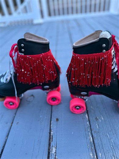 Red Sequin Roller Skate Fringe: Removable Tie-on Boot Accessory - 1 Pair - Etsy