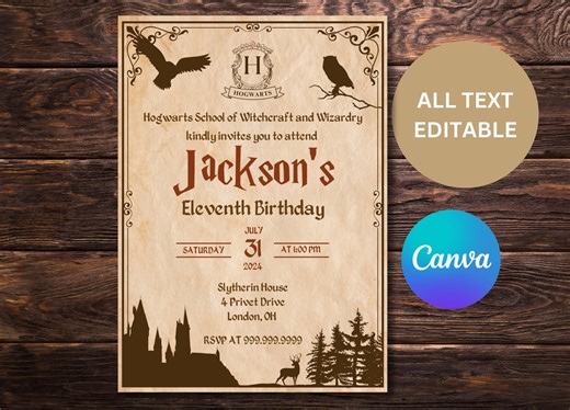 Wizard Birthday Invitation: Editable Canva Template (digital Download) - Etsy