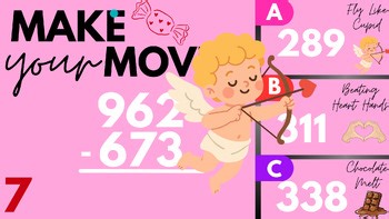 Make A Move Game - 3-Digit Addition, Subtraction Practice - Valentine's Edition