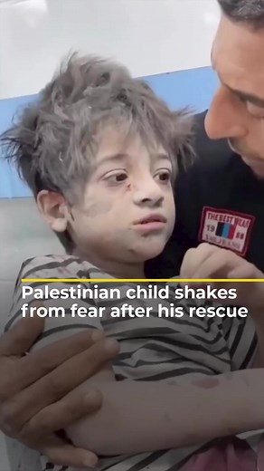 #Repost This Palestinian boy in #Gaza is shaking from fear after he was pulled out from under the rubble of his home that was destroyed by an Israeli air attack.⁠ Al Jazeera English . | MuslimFed App