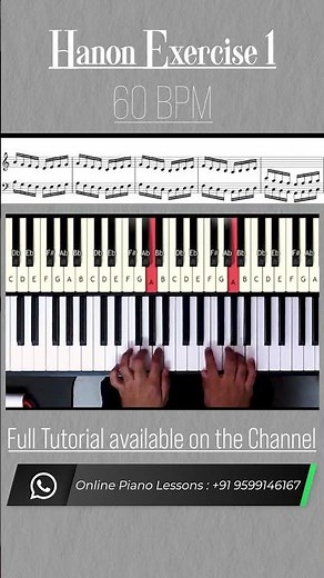 Hanon Exercise 1 - 60 BPM | Virtuoso Piano