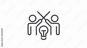 Animated debate linear icon. Fighting for best idea. Healthy disagreement with colleague. Seamless loop 4k video with alpha channel on transparent background. Outline motion graphic animation