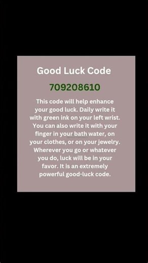 Enhance your Good Luck with this Code #blockage #removeobstacles #attractopportunities #attractmoney