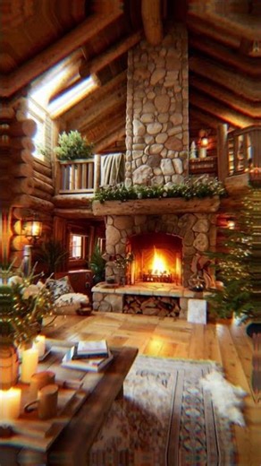POV: It's Christmas Eve in a Snowy Cabin #christmasambience #luxuryhomestour #home #interiordesign