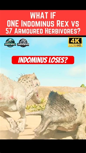 WHAT IF ONE Indominus Rex Fought EVERY Armoured Herbivore? | Jurassic World Evolution 3 #shorts