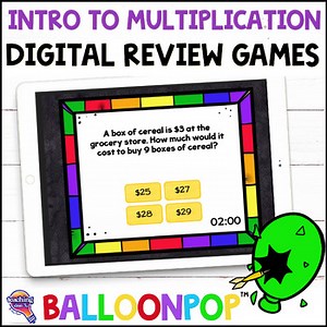 3rd Grade Introduction to Multiplication Digital Math Review Games BalloonPop™