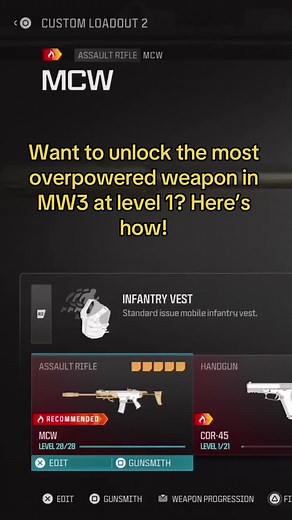 How to get MOST OP WEAPON IN COD MW3 at LEVEL 1 (MCW) #fyp #mw3 #cod #mw3classsetup #callofduty
