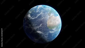 Spinning Planet Earth. Seamless loop animation with alpha channel