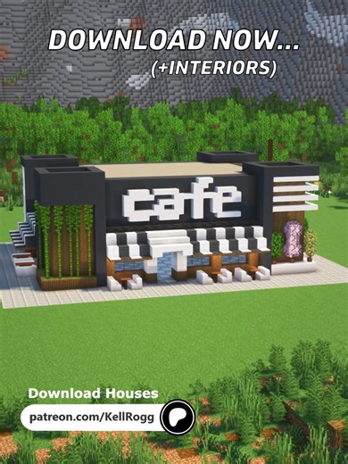 Modern Cafe☕#minecraft #tutorial Materials list: 1.Gray Concrete 2.Stripped Spruce Log 3.Smooth Stone 4.Polished Diorite 5.Light Gray Concrete 6.Polished Andesite 7.Smooth Quartz Stairs 8.Spruce Trapdoor 9.Moss Block 10.Smooth Quartz Slab 11.Bamboo 12.Smooth Quartz Block 13.Deepslate Tile Slab 14.Black Stained Glass Pane 15.Gray Wool 16.White Wool 17.Dark Oak Trapdoor 18.Gray Carpet 19.White Carpet 20.Brown Carpet 21.Dark Oak Fence 22.Cauldron 23.Conduit 24.Cherry Leaves 25.Dead Bush 26.Decorate