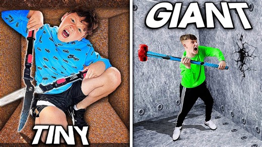 Tiny vs. giant unbreakable boxes first to escape wins