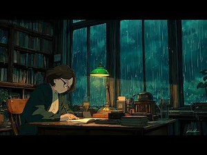 Rainy Night in a Ghibli Library | Tea, Books & a Purring Cat ASMR