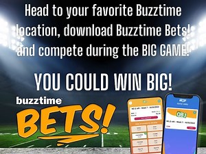 🏈 It is the final QB1 contest of the season! 🏆 Play QB1 at your favorite Buzztime location on February 9th and take part in the QB1 Big Game Challenge! The top 10 in-venue QB1 players will each win a Bar Tab Wipe Out, but remember, you must be at a Buzztime venue to qualify! To join the challenge, simply head to your favorite Buzztime location, watch the big game on February 9th, and play along in QB1! 🔽 Download Buzztime Bets! 🔽 buzztime.com/QB1 | Buzztime