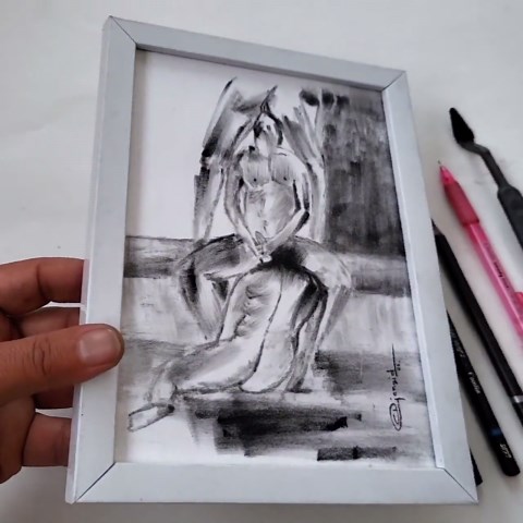 Sensual Female Charcoal Drawing – Handmade Nude Figure Study Art – Expressive Woman Sketch – Minimalist Erotic Wall Art – Original Charcoal - Etsy