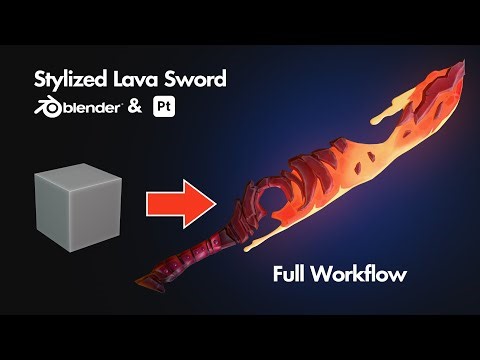 Stylized Lava Sword - Full Workflow Timelapse | Blender & Substance Painter