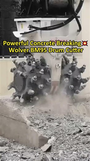 Powerful Concrete Breaking 💥 with Wolver BM95 Drum Cutter (for 18-25 ton excavators)