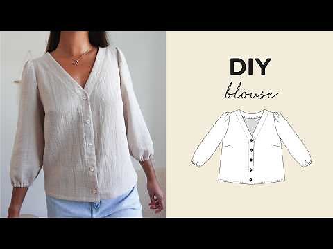 DIY Cotton Blouse + Sewing Pattern | Easy Sleeved Top with Buttons Tutorial ✨
