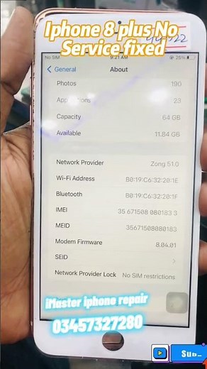 Iphone 8 plus No service fixed