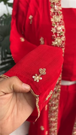 Red outer set ♥️ Pure chinnon silk set Message to order ✨ #partywear #redouterset | Essentials | Facebook