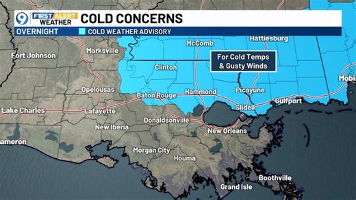 A combination of cold temperatures and gusty winds will yield dangerous cold overnight into the early morning start. Make sure to take care of people, pets and plants for the next two mornings. For more First Alert Weather ---> https://www.wafb.com/2025/12/29/winter-is-coming-back/ | WAFB Channel 9