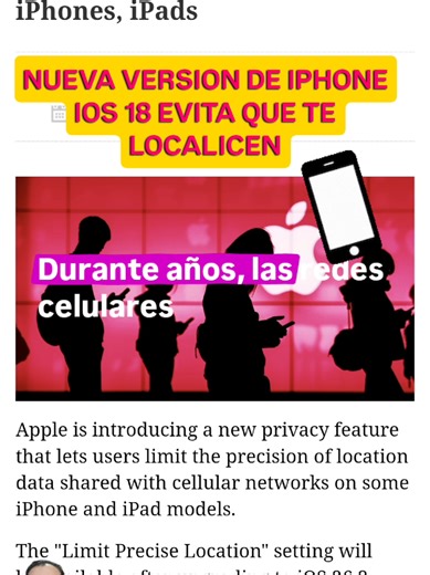 📍 Tu operador móvil podía saber dónde estabas. Y tú ni enterado. Durante años, las redes celulares pudieron inferir tu ubicación precisa desde iPhone y iPad usando señales técnicas. No apps. No GPS. Infraestructura normal. Con iOS 18 y iPadOS 18, Apple decidió poner un límite a ese acceso. No porque fuera nuevo. Sino porque llevaba demasiado tiempo ocurriendo. No es espionaje ilegal 🤐 Es diseño invisible. Creíste que la privacidad estaba en los ajustes del sistema. Pero había capas más abajo q