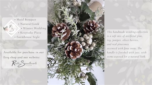 Winter Pine Wedding Flowers With Snow | Bridesmaid Bouquet Farmhouse Christmas Silver Berry Pinecone Bout Decor Bridal Cascade Cake Flowers - Etsy