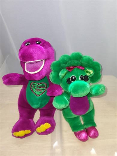 Vintage 11” (talking) Barney the Dinosaur & 10” Baby Bop Stuffed Plush Set Lyons - Etsy