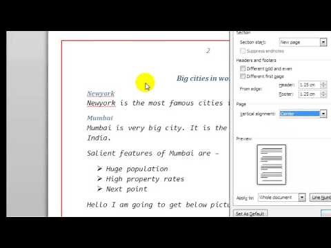 How to center text vertically in Microsoft word