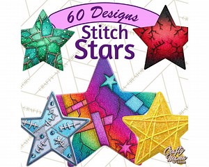 60 Png, Mended Glitter Star Clipart, Stitched Star PNG, Patched Star Clip Art, Sparkly Star Printable, Kawaii Star Clipart