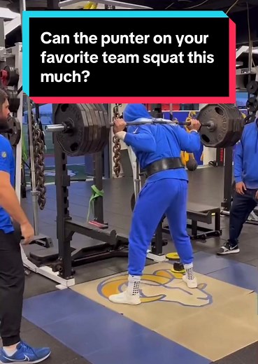 Rookie punter Ethan Evans is a beast 😳🤘🐏 #Rams #NFL #EthanEvans #Rookie #Punter #Squats #LA #LosAngeles