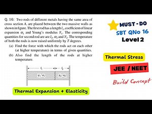 Thermal Expansion SBT QNO 16 | Thermal Stress | Compressive Stress | JEE / NEET
