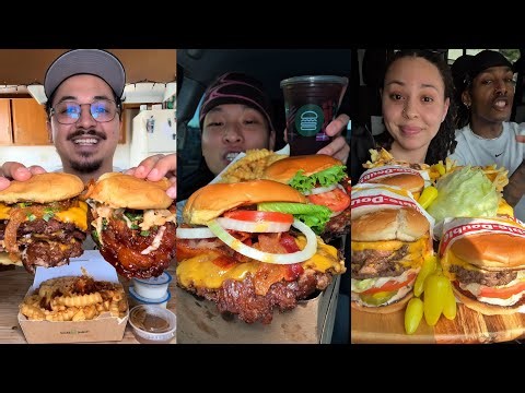 TIKTOK Mukbang Compilation | Chick-fil-A, Shake Shack, Five Guys, In-N-Out, Popeyes & More! 🍗🍔🔥🍟