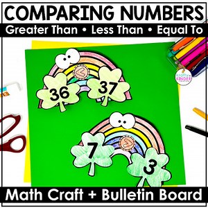 March Math Craftivity & Bulletin Board Comparing Numbers Math Craft for K & 1st