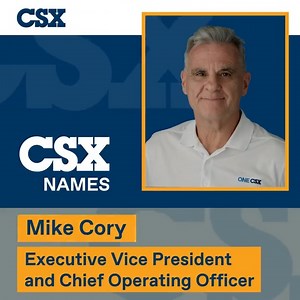 CSX announces the appointment of Mike Cory as Executive Vice President and Chief Operating Officer. With more than 40 years of railroad operations experience, Mike will lead a strong team of operations professionals who have helped transform CSX into a safety and service leader among North American Class I railroads and will continue to strengthen the company’s operating model across the network while fostering a #ONECSX culture that values and engages front-line employees. Learn more: https://b