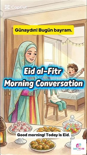 ✨️ Learn Turkish with an Eid-ul-Fitr Morning Conversation Learn Turkish with a simple and beautiful Eid-ul-Fitr morning conversation. In this video, viewers will learn useful Eid greetings, morning conversation sentences, and daily Turkish expressions used on Eid morning. This lesson is easy and beginner-friendly, so you can improve your Turkish in a natural way. #LearnTurkish #TurkishConversation #turk#turkishlesson