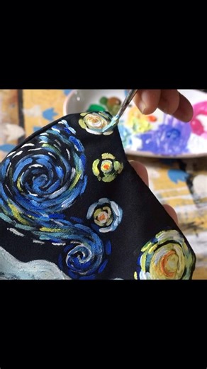 Starry Night face mask painting #starrynight #art