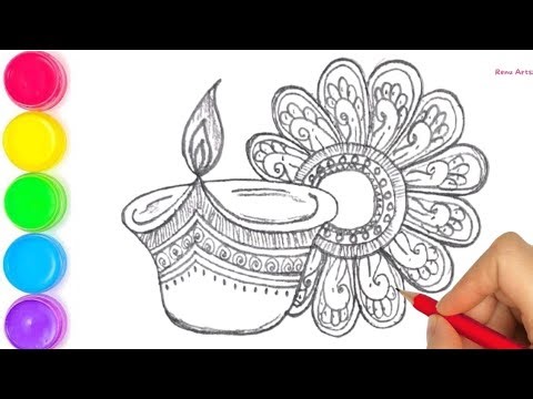 Diya drawing easy || Renu Arts