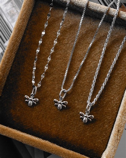 Bee Sterling Silver Charm Necklace, Gifts for Her - Etsy