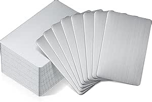Tandefio 50 Pcs 304 Stainless Steel Metal Business Cards 3.4 x 2.1 Inch Laser Engraving Stainless Blank Steel Card for House Office Customer DIY Gift(0.8 mm Thickness)