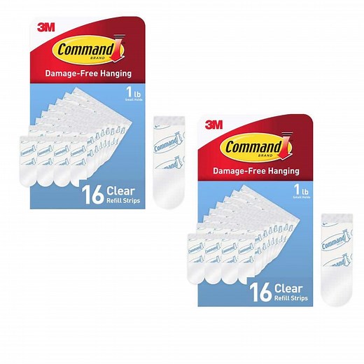 Command 0.5 lb. to 1 lb. Small Clear Refill Strips (32-Strips) 17022CLR-16ES - The Home Depot