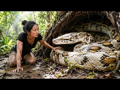 72 Hours Full Process 🔥 Girl Faces Giant Python Hiding Under Ancient Tree | Escape Turns Dangerous!