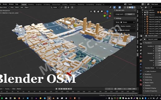 Blender开放街道地图导入插件 Blosm v2.7.2