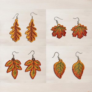 4 FSL Autumn Earrings Machine Embroidery Design Bundle - FSL Autumn Leaf Earrings FSL Fall Autumn Leaves Earrings Machine Embroidery Design - Etsy