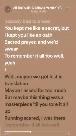 Taylor Swift All Too Well - 10 Minute Version | Lyrics