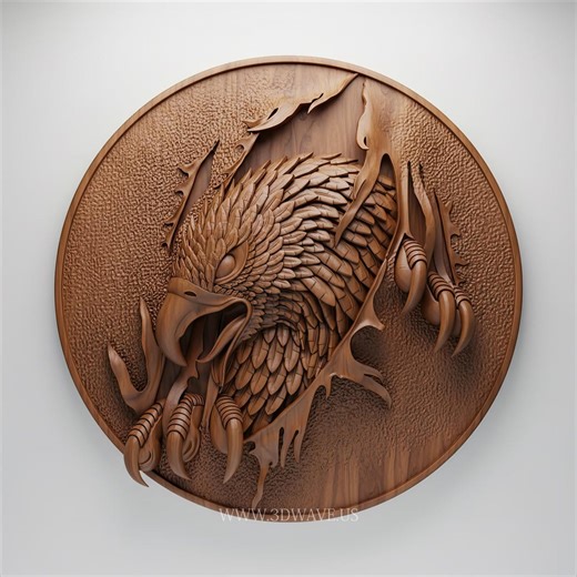 Eagle STL File | CNC Eagle Relief | 3D Round Wall Art Wood Carving Design - Etsy Canada