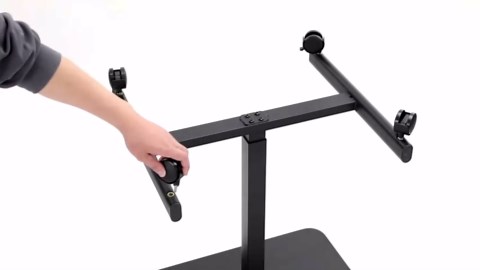 iPower Standing Desk Small Rolling Desk with Lockable Wheels, Mobile Stand Up Desk Adjustable Height 28-43 Inch, Portable Laptop Desk, Small Computer Standing Table Sit Stand Black