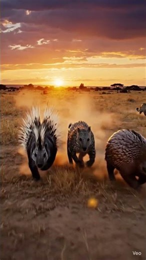 Wild life Leopard chasing a pangolin and porcupine