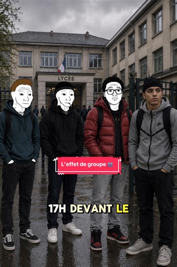 L’effet de groupe 👥 #etudiant #humour Vidéo de prévention sur l’effet de groupe et les problèmes que ça peut causer à la vision sociale qu’on peut avoir sur les gens autour de nous. Si votre groupe fait des choses qui vous paraissent moralement mauvaises, dettachez vous de ce groupe avant que ça ne vous tombe dessus ! Le harcèlement aussi n’est jamais à banaliser, même si je vois des gens plûtot parler de
