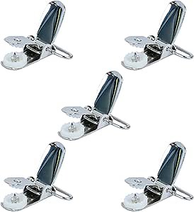 MELOTOUGH 1 Inch Suspender Clips Metal No Slip Suspender Clip with Plastic Gripping Teeth(White,5pcs)